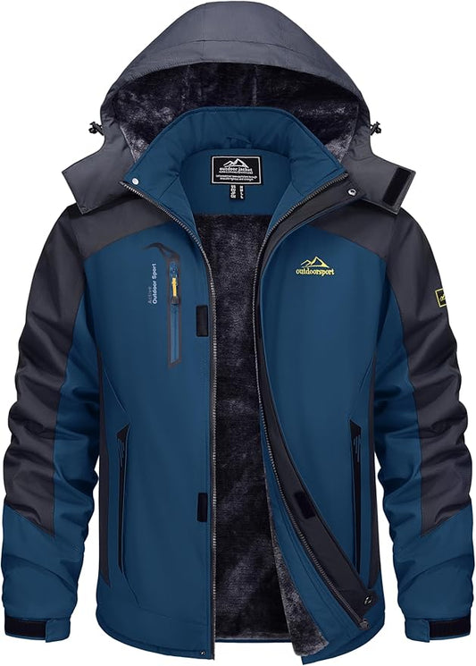TACVASEN Winter Jacket Men's Water-Resistant Fleece Jacket Snow Ski Jacket Military Tactical Jacket Coat Parka Hood Raincoat