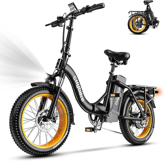 Foldable Electric Bike for Adults, Peak 1000W Brushless Motor 30MPH 70Miles City Commuter Ebike, 48V 20AH Lithium Battery, 20" Fat Tire 7-Speed E-Bicycle with Front Suspension Colourful LCD Display