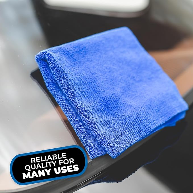 The Rag Company - Edgeless 365 Microfiber Towels (10-Pack) Premium 70/30 Blend, Professional Polishing, Wax Removal, Auto Detailing, 365gsm, 16in x 16n, Royal Blue
