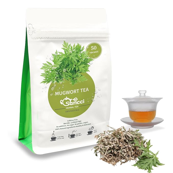 Samcci - Mugwort Tea Bag, 50 Teabags - 100% Natural Dried Mugwort leaves - No Sugar, No Caffeine, No Gluten, Vegan - Rich In Antioxidants