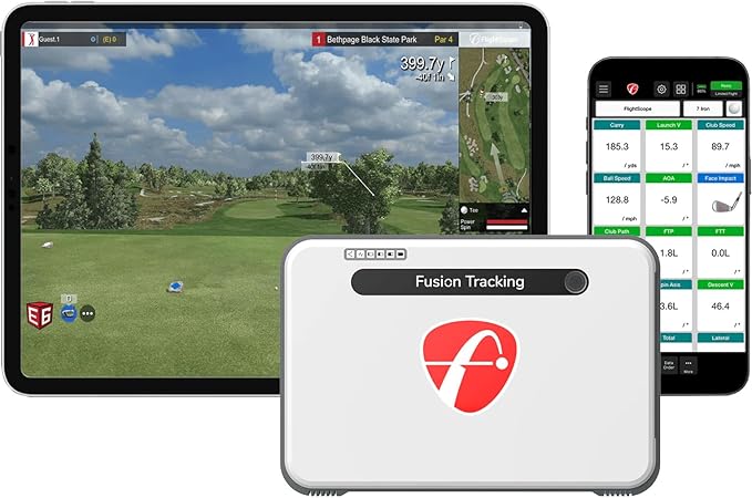 FlightScope Mevo+ GPS Launch Monitor and Golf Simulator | 20+ Swing Data Parameters with Multicam, 12 E6 Courses, 17 Practice Ranges and Games - for Indoor & Outdoor Use | Works with iOS and PC