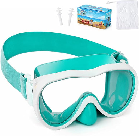 Kids Swim Goggles with Nose Cover, Anti-Leak Swim Mask with Elastic Fabric Strap, UV Protection Swimming Goggles for Kids