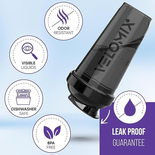 '-2 Pack- 28 oz Protein Shaker Bottles for Protein Mixes - 2x Wire Whisk | Leak Proof Shaker Cups for Protein Shakes | Protein Shaker Bottle Pack | Shakers for Protein Shakes-Purple&Black