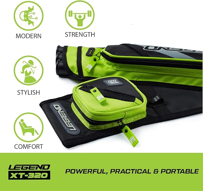 LEGEND XT320 Archery Quivers - Nylon Hip Quivers with 3 Arrow Tube Cases for Target Shooting - Adjustable Waist Belt, T-Slot, Storage Compartments for Accessories, Gear, Tools, Release Tab, Score Card