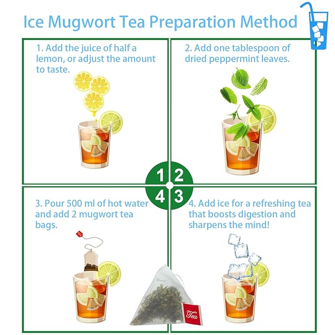 Samcci - Mugwort Tea Bag, 50 Teabags - 100% Natural Dried Mugwort leaves - No Sugar, No Caffeine, No Gluten, Vegan - Rich In Antioxidants