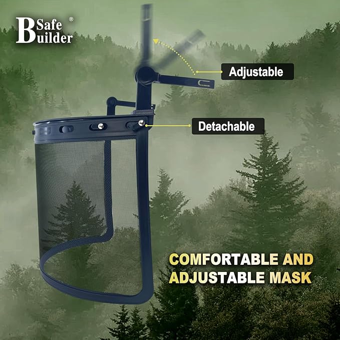 Forestry Safety Helmet with Build-in Visor Mesh Face Shield Ear Muffs 4 in 1 Chainsaw Safety Hard Hats