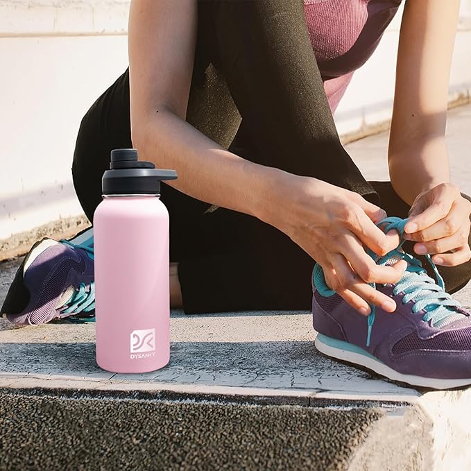 Insulated Water Bottle | Thickened Stainless Steel Vacuum Metal | Portable Sports Water Jug for Gym and Hiking with Straw, Carrier Bag, Handle Strap | BPA-Free 32 oz