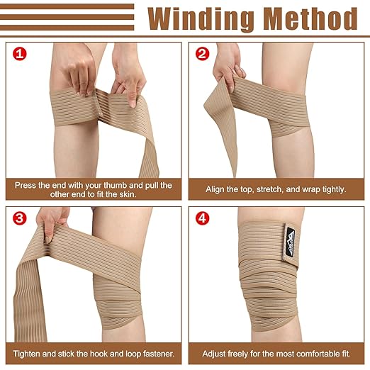 supregear 2 Pcs Hamstring and Thigh Compression Wraps, Adjustable Thigh Brace for Muscle Sprain, Quadricep Support Sleeve for Men and Women, Elastic Bandages for Knee Calf Arm Leg, 200 cm/79 in, Khaki