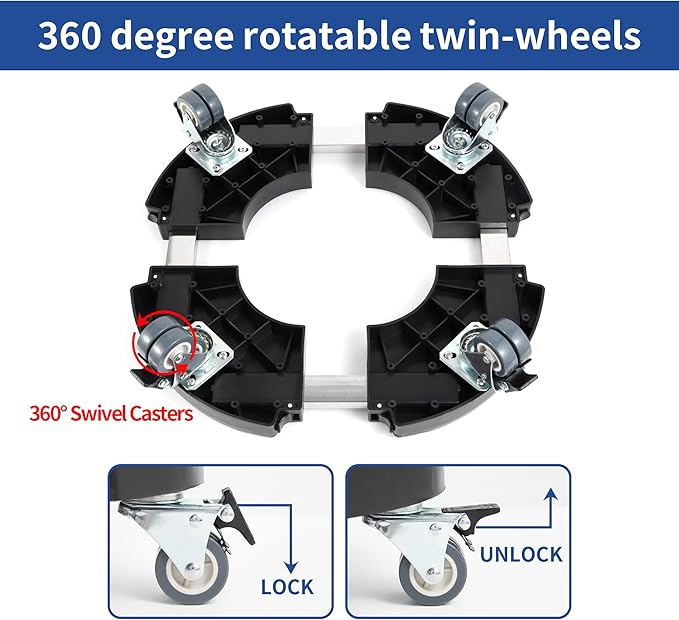 W B D WEIBIDA 2 Pack Plant Caddies with Wheels Heavy Duty 440 lbs Capacity, Rolling Plant Stand for Large Planter and Pots Indoor Outdoor, Garden Round Dolly with Lockable Casters