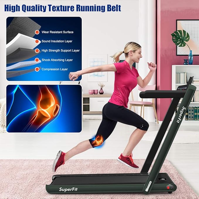 GYMAX Walking Pad, 2.25HP Dual Display Foldable Treadmill for Home with Remote/Smart App Control, Portable Compact Treadmill for Office Under Desk, Folding Running Machine for Small Spaces