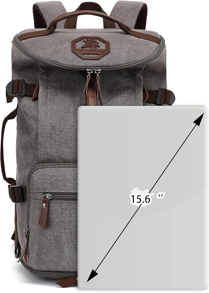 Kalesi Gym Duffle Bag Backpack 4-Way Vintage canvas with Shoes Compartment for travel Sport Hiking laptop (Vintage grey)