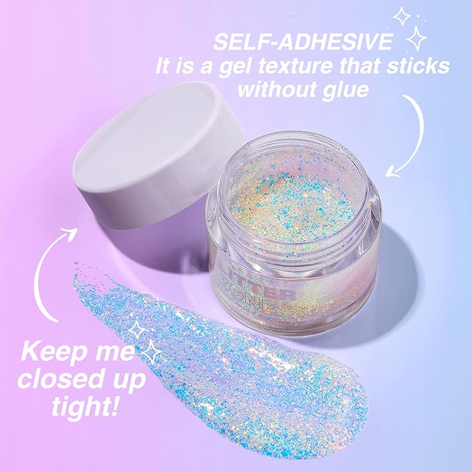 LANGMANNI Holographic Body Glitter Gel for Body, Face, Hair and Lip.Color Changing Glitter Gel Under Light. Vegan & Cruelty Free-1.35 oz (3# Neon Violet+4# Sapphire Blue)