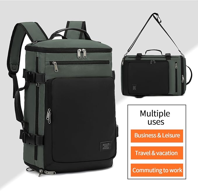Kalesi Gym Duffle Bag Backpack 4-Way Waterproof with Shoes Compartment for travel Sport Hiking laptop Business-grey