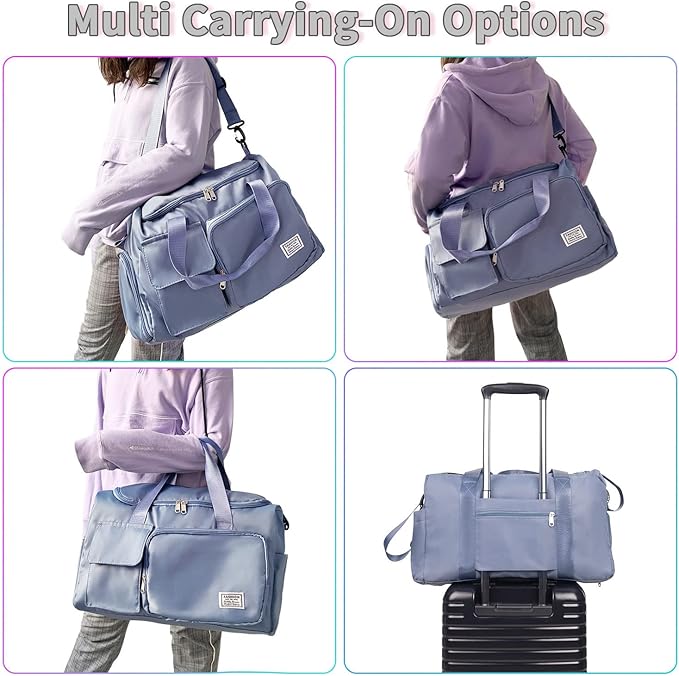 FIORETTO Women's Gym Duffle Bag with Shoes Compartment, 37L Capacity, Ideal for Travel, Gym, Sports, Duffel, Weekender