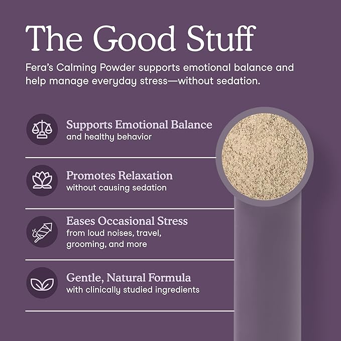 Fera Pet Organics Calming Supplement for Dogs & Cats - Vet Created - GABA & Ashwagandha Supplements Help Cat & Dog Stress or Hyperactivity -60 Scoops