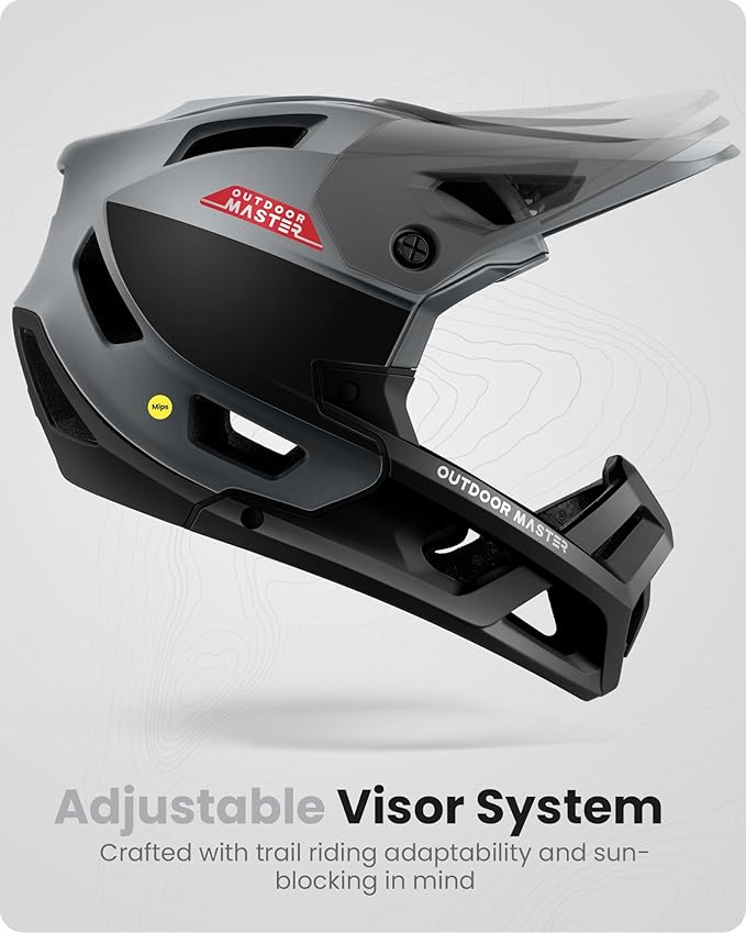 OutdoorMaster MIPS Full Face Mountain Bike Helmet for Men & Women - Two Removable Chin Pad, Ventilation Lightweight - Racing Downhill DH BMX MTB Helmet