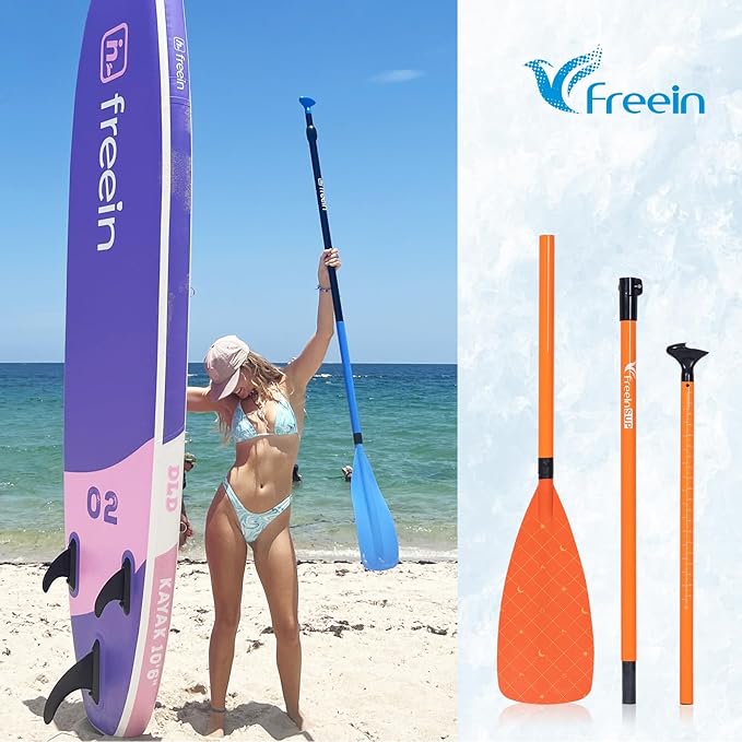 Freein 3-Piece Adjustable & Floating SUP Paddle - Fiberglass Shaft, Nylon Blade (71-83")