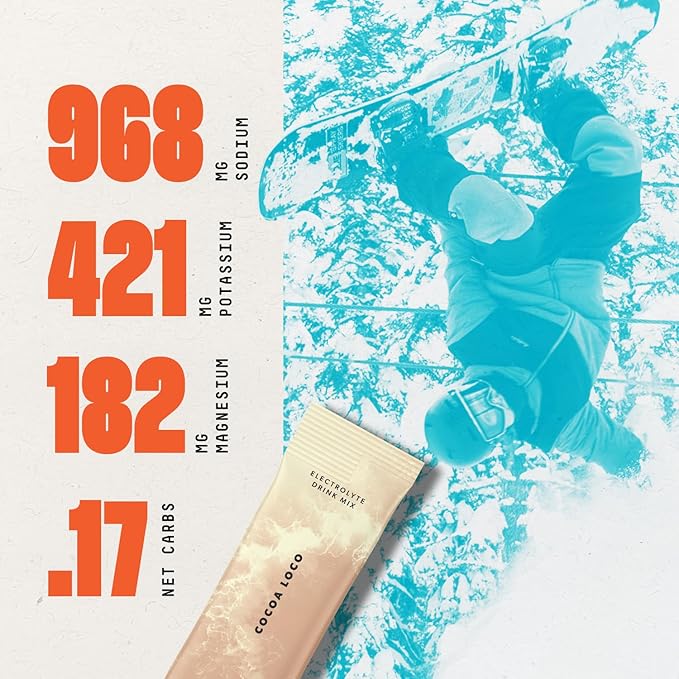 Keto Chow SALTT Electrolytes Powder Packets, Cocoa Loco (30 Hydration Packets) - Magnesium, Potassium, Sodium, Trace Minerals - Vegan, Gluten Free, Sugar Free - Travel Essentials - Made in USA