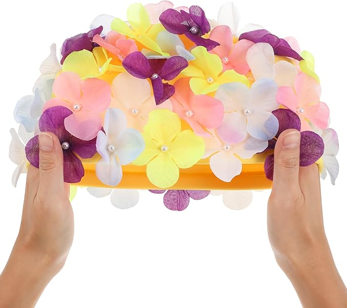 FAVOMOTO Colorful Large Size 3D Floral Petal Swim Cap for Women - Floral Caps Unique Design for Ear Hair Protection in Water Activities Ideal for Swimming Beach