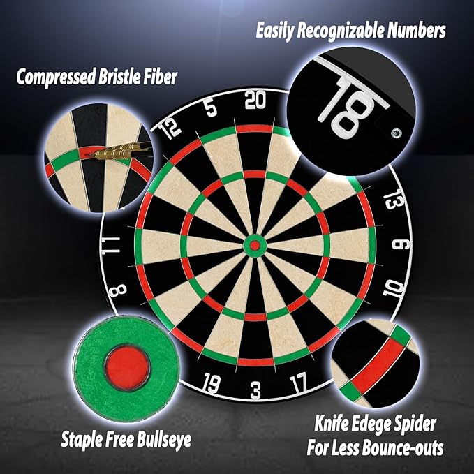 EVA Dartboard Surround Wall Protector, Sisal/Bristle Dartboard and 18g Steel Tip Darts Set Optional