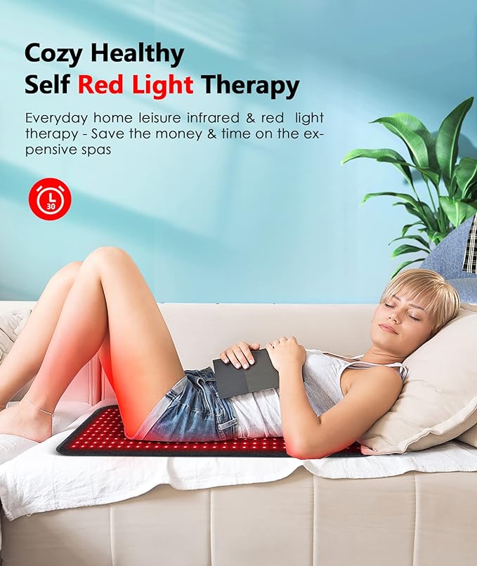 Red Light Therapy Pad for Body, 60W LED Red & Infrared Light Device Mat with 660nm & 850nm Wavelengths for Waist Back Shoulder Muscle Pain Relief FSA Eligible