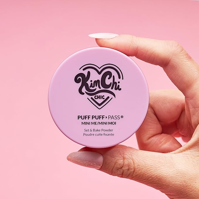 KimChi Chic Puff Puff Pass Mini Translucent Set of 3 - Lightweight Loose Setting Powder with Rice Powder & Vitamin E, Oil Absorbing for All-Day Wear, 5g