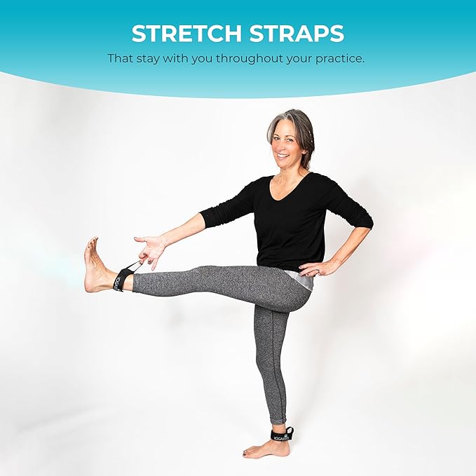 Stretch Straps for Yoga & Stretching - Increase Reach & Hold Poses Longer - Straps Stay w/You During Your Flow - Lightweight, Durable & Compact (2 Straps)