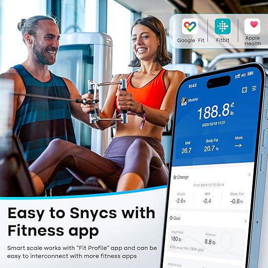 GE Scale for Body Weight Smart: Digital Bathroom Body Fat Scales 500lbs for BMI Muscle Bluetooth Smart Weight Monitor 11.8" Large Platform Weighing Machine Health Analyzer with App Dark Blue