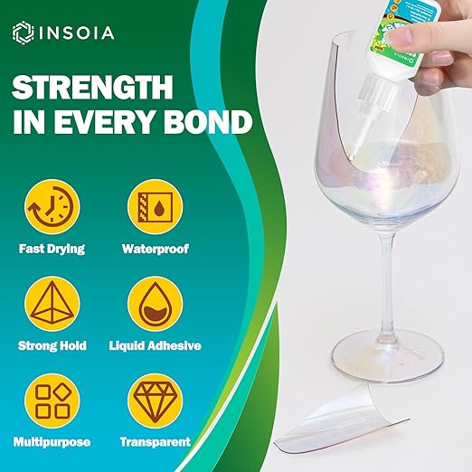 Glass Glue, 20g Clear Super Glue for Glass Repair Quick Fix Glass Adhesive Heavy Duty Strong Crazy Instant Glue for Bonding Glass, Acrylic, Ceramics, Mirrors, DIY Crafts