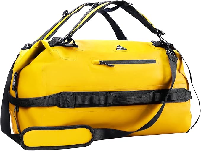 Haimont Large Waterproof Duffel Backpack Roll-Top Heavy Duty Dry Duffle Bag for Boating, Travel, Motorcycle, Kayaking, Camping, 60L