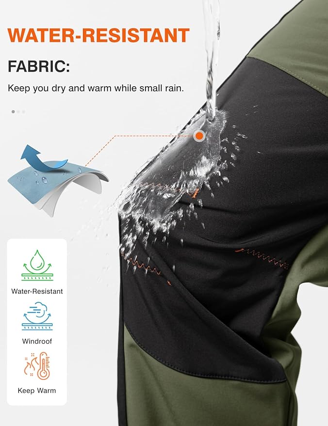 TBMPOY Men's Snow Ski Hiking Pants Waterproof Winter Fleece Lined Pants Camping Skiing Ice Fishing Pants with Belt