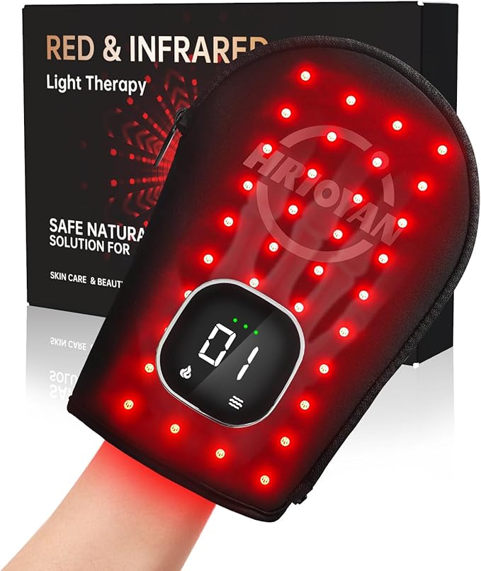 Cordless Red Light Therapy Glove,USB Rechargeable LED Infrared Light Therapy for Pain Relief,Red Light Therapy for Hands Palms Wrists and Elbows,660nm & 850nm,with Zipper Design
