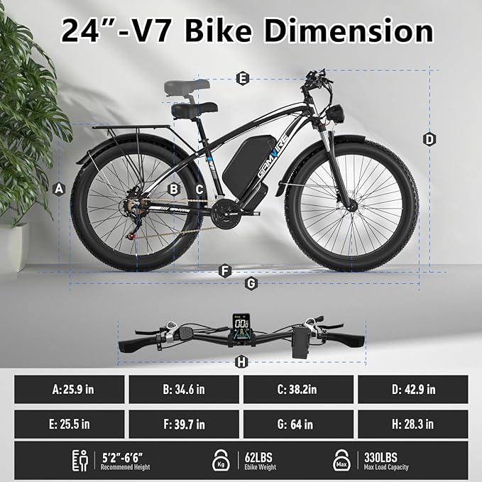 Ebike for Adults Electric, 52V 19.2Ah/32Ah, Peak 2000W/2500W E-Bike, 36/40MPH, 70 Miles/100Miles Long Range, Hydraulic Disc Brake, Off Road Snow Mountain E-Bike, 24"/26" Fat Tire Fast Electric Bicycle