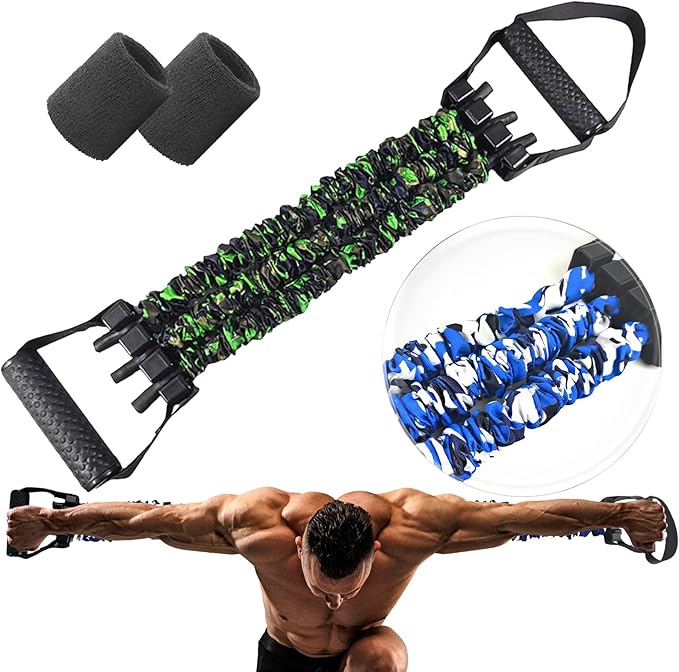 Natural Latex 3-Hole Resistance Stretcher, 2025 New Chest Expander Stretch Bands for Men, High Elasticity & Tear Resistant Exercise Bands with Handles, Full-Body Basic Training