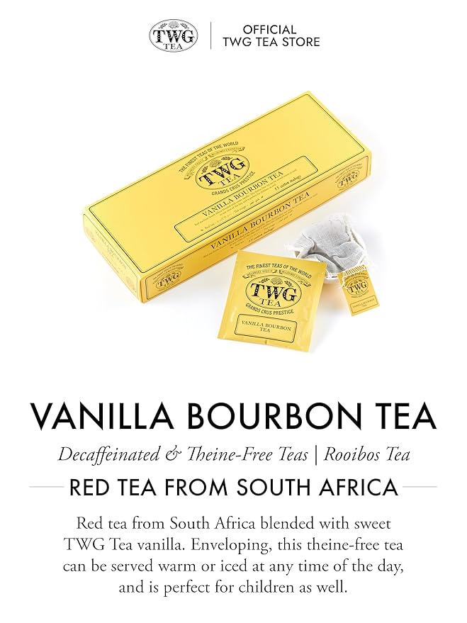 TWG Tea | Vanilla Bourbon Tea | Rooibos Tea | Vanilla | 15 Hand Sewn Cotton Tea Bags | Gift Set