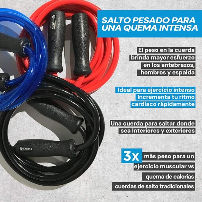 Elite Jumps Muay Thai 2.0 Weighted Jump Rope - Designed for High-Intensity Training, Muay Thai, & MMA Workouts - Heavy 1.3lb PVC Jump Ropes for Fitness