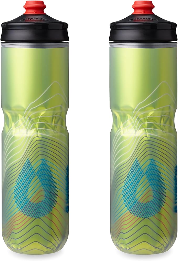 HydraPak Polar Surge Insulated Bike Water Bottle 2-Pack (20oz or 24oz) - High Flow, Fits Most Bike Cages, For Cycling & Sports