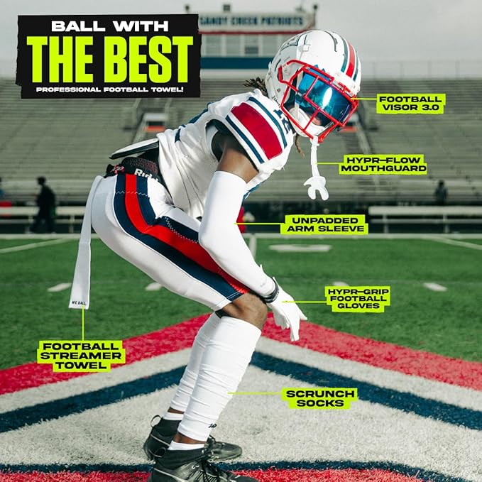 Streamer Football Towel, Sports Towel with Hook and Loop Fastener to Clean Football Visor and Gloves (Seattle Green, Adult)