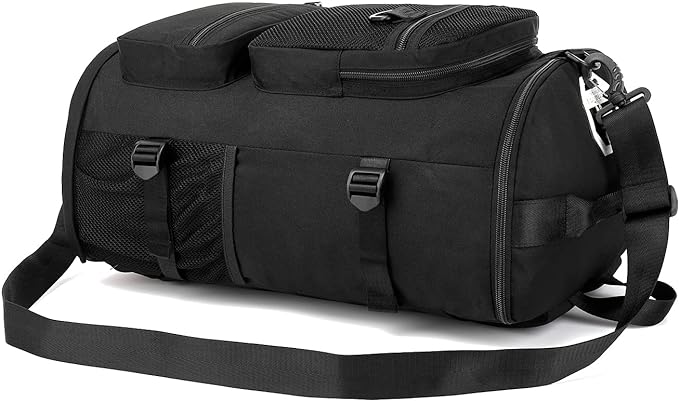 Kalesi Gym Duffle Bag Backpack 4-Way Waterproof with Shoes Compartment for travel Sport Hiking laptop (Black)