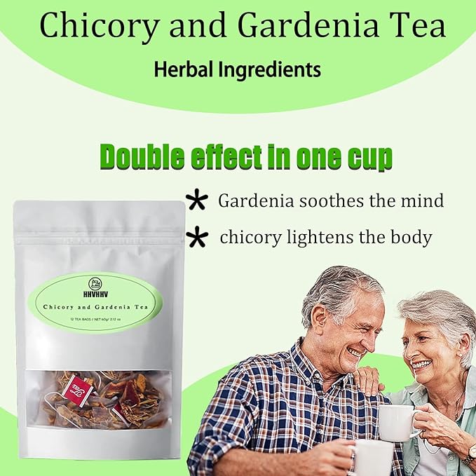 Detoxifying tea, Nature Chicory & Gardenia Herbal Tea -Herbal detox for weight management, metabolism, bloating, and healthy blood sugar maintenance, Natural Sugar-Free Herbal Tea (1pc)