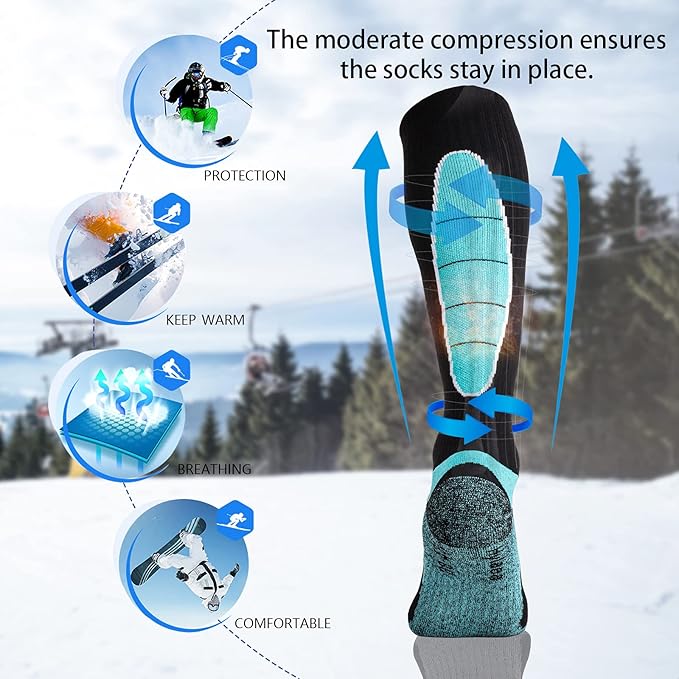 Hylaea Merino Wool Ski Socks, Cold Weather Socks for Snowboarding, Snow, Winter, Thermal Knee-high Warm Socks, Hunting