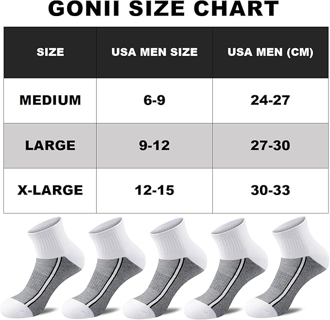 Gonii men ankle socks for men athletic running Cushion Quarter Socks 5 Pairs