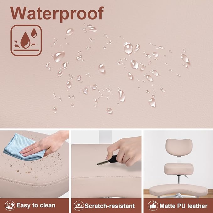 Meditation Chair Cross Legged ADHD Office Chair for Adults with Wheels Ergonomic Back Support and Leg Rest for Multi Position Criss Cross Sitting Kneeling and Yoga Height Adjustable, Leather Style