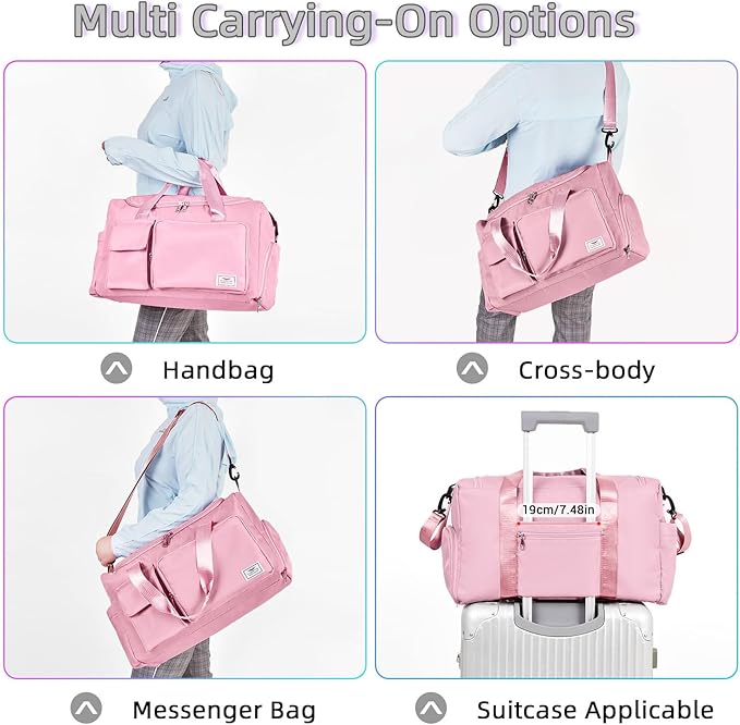 FIORETTO Women's Gym Duffle Bag with Shoes Compartment, 37L Capacity, Ideal for Travel, Gym, Sports, Duffel, Weekender