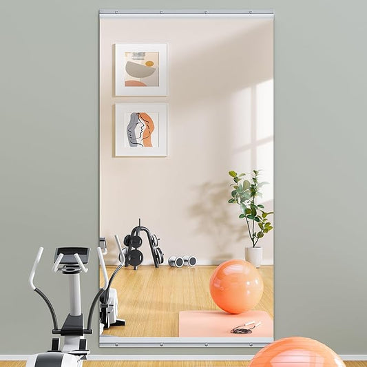 Hasipu Home Gym Mirror 63" L x 28" W - 1PC Large Full Body Mirror for Yoga, Wall-Mounted Mirrors for Fitness, Garage, Dance Studio, 0.16in Tempered Glass Frameless