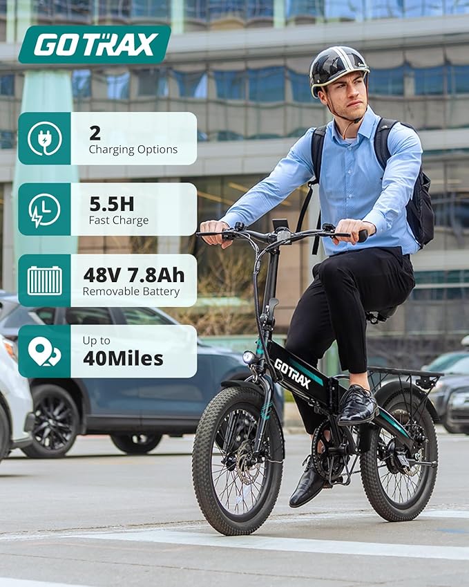Gotrax 20" Folding Electric Bike with 40Miles (Pedal-assist1) by 48V Battery, 20Mph Power by Peak 500W, Adult Electric Bicycle with 5 Pedal-Assist Levels& LCD Display, Suitable for Commuting
