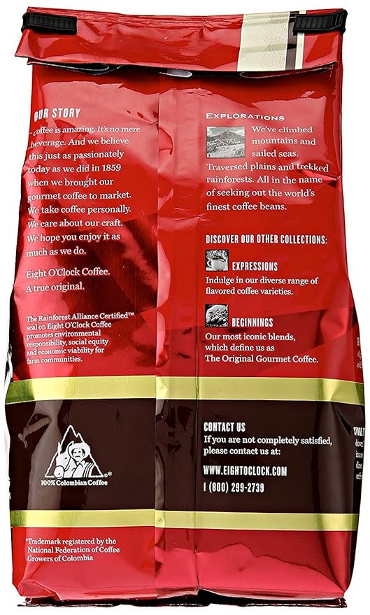 Eight O'Clock Coffee Eight O'Clock Ground Coffee, 100% Colombian Peaks, 11 Ounce (Pack of 4)