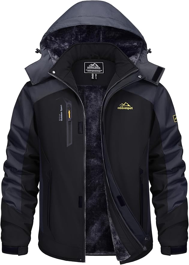 TACVASEN Winter Jacket Men's Water-Resistant Fleece Jacket Snow Ski Jacket Military Tactical Jacket Coat Parka Hood Raincoat
