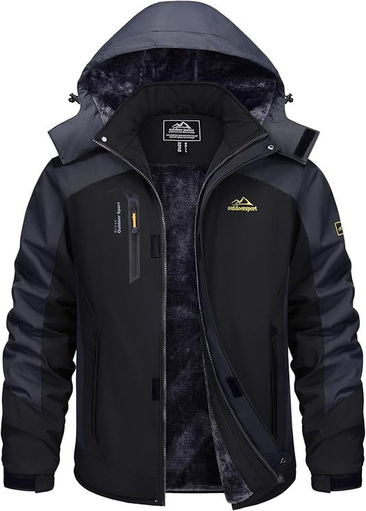 TACVASEN Winter Jacket Men's Water-Resistant Fleece Jacket Snow Ski Jacket Military Tactical Jacket Coat Parka Hood Raincoat