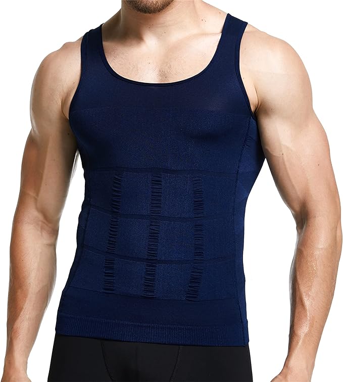 GKVK Mens Slimming Body Shaper Vest Shirt Abs Abdomen Slim